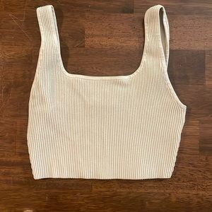 Aritzia Babaton Sculpt Ribbed Square Neck Crop Top Size S